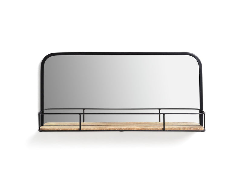 Habitat rectangular wall mirror with shelf in black, 60x28x10cm, UK version