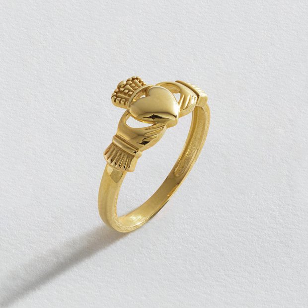 Revere 9ct yellow gold Claddagh ring size J, UK version