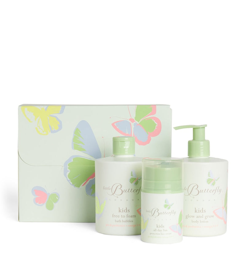 Little Butterfly London kids gift set body lotion bath bubbles face cream - British product