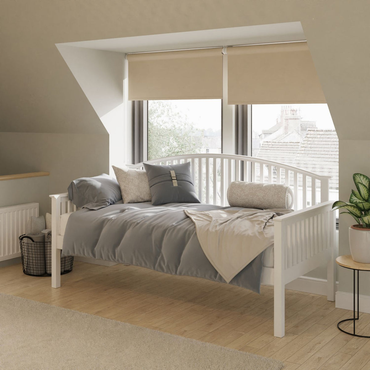 GFW Madrid single day wooden bed frame in white - British product