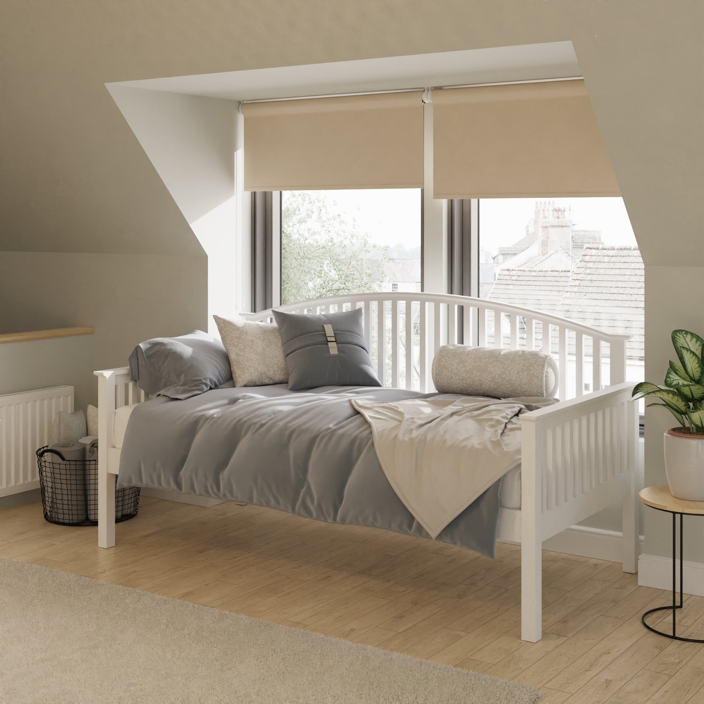 GFW Madrid single day wooden bed frame in white - British product