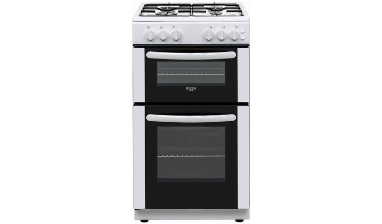 Bush 50cm twin cavity gas cooker in white - British product