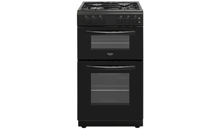 Bush 50cm twin cavity gas cooker in black - British product