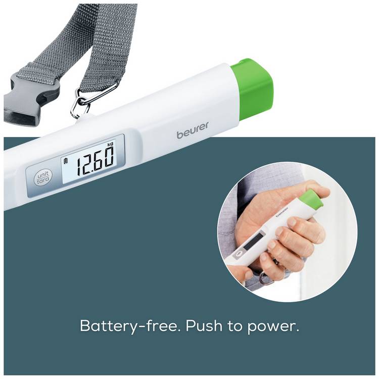 Beurer battery-free luggage scale white 50kg capacity, UK version