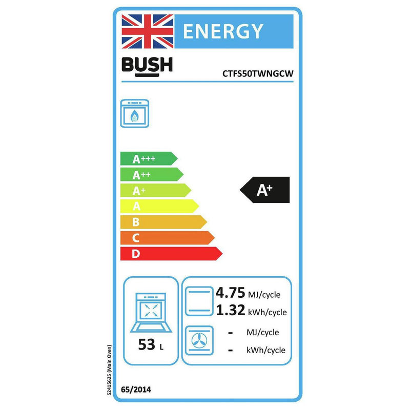 Bush twin cavity gas cooker white 50cm - British product