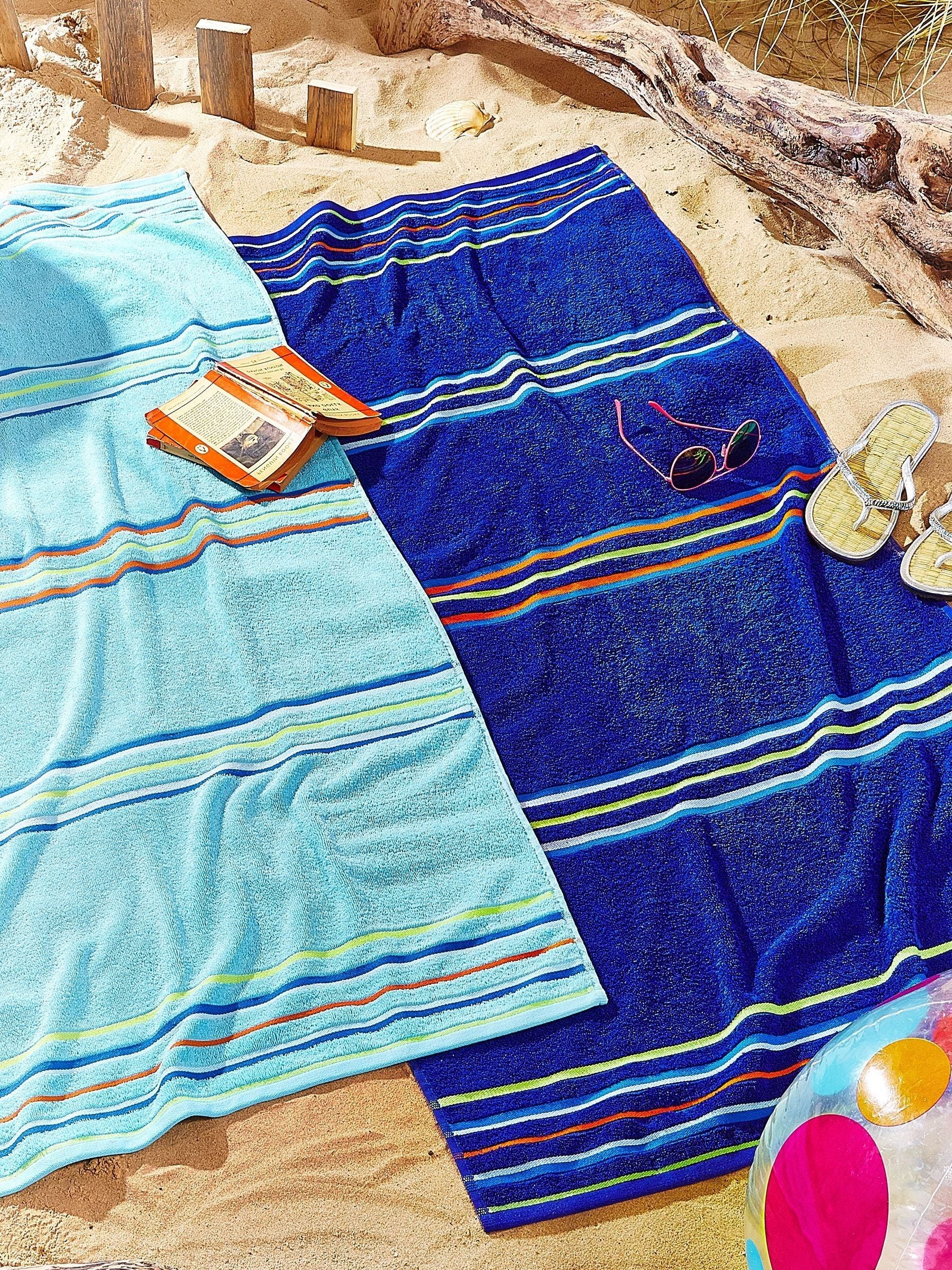 Catherine Lansfield blaue Regenbogen Jacquard-Strandtücher, UK-Version