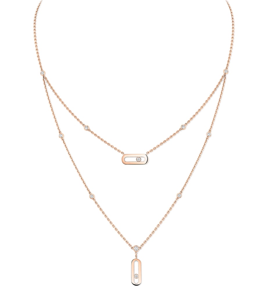 Messika Move Uno pink gold diamond necklace 0.30ct, imported from the UK