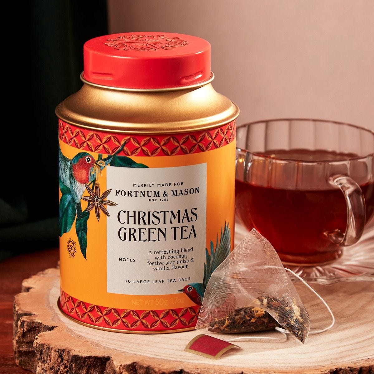Christmas green tea 20 teabags 50g, imported from the UK