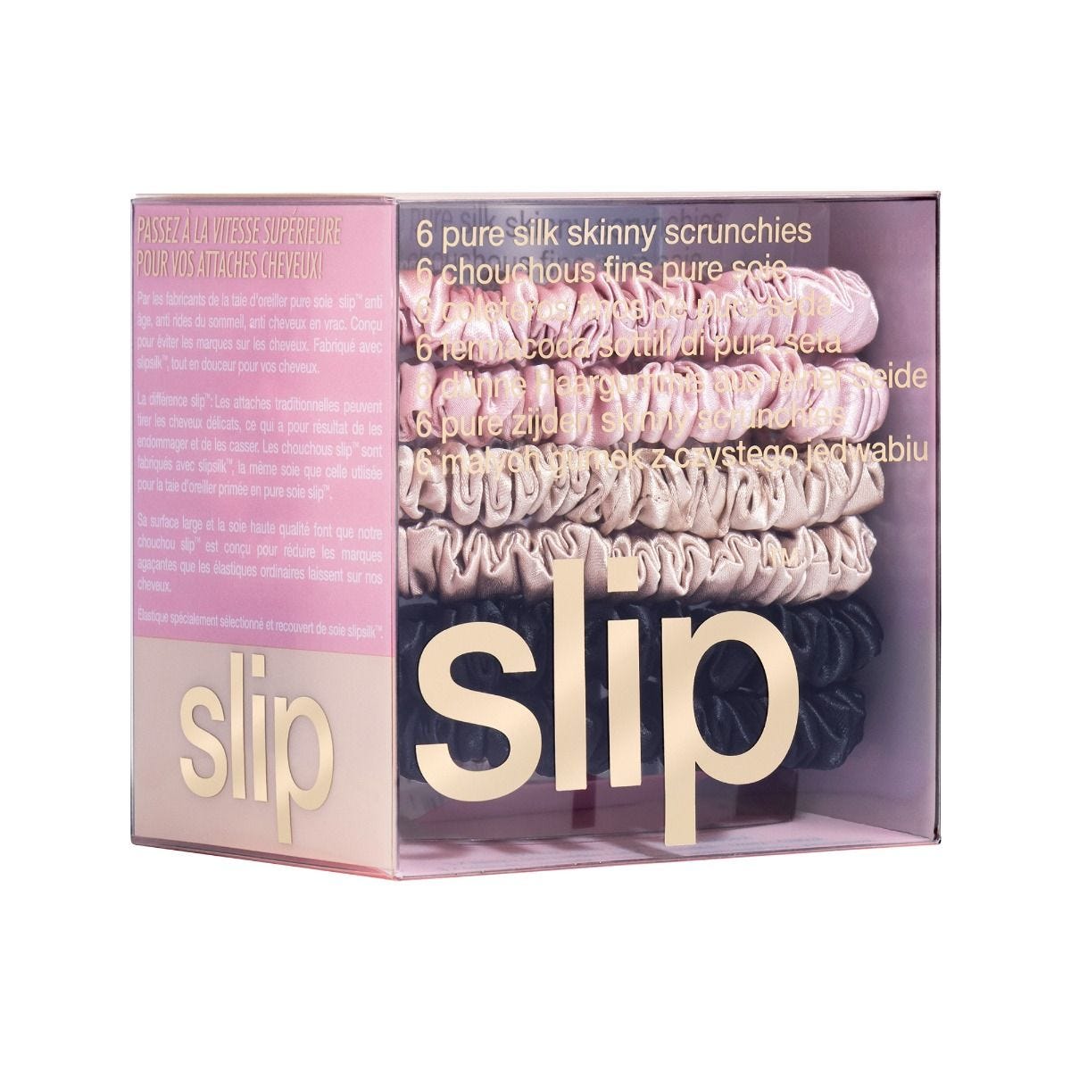 Slip skinny scrunchies mixed pack pink caramel black, UK version