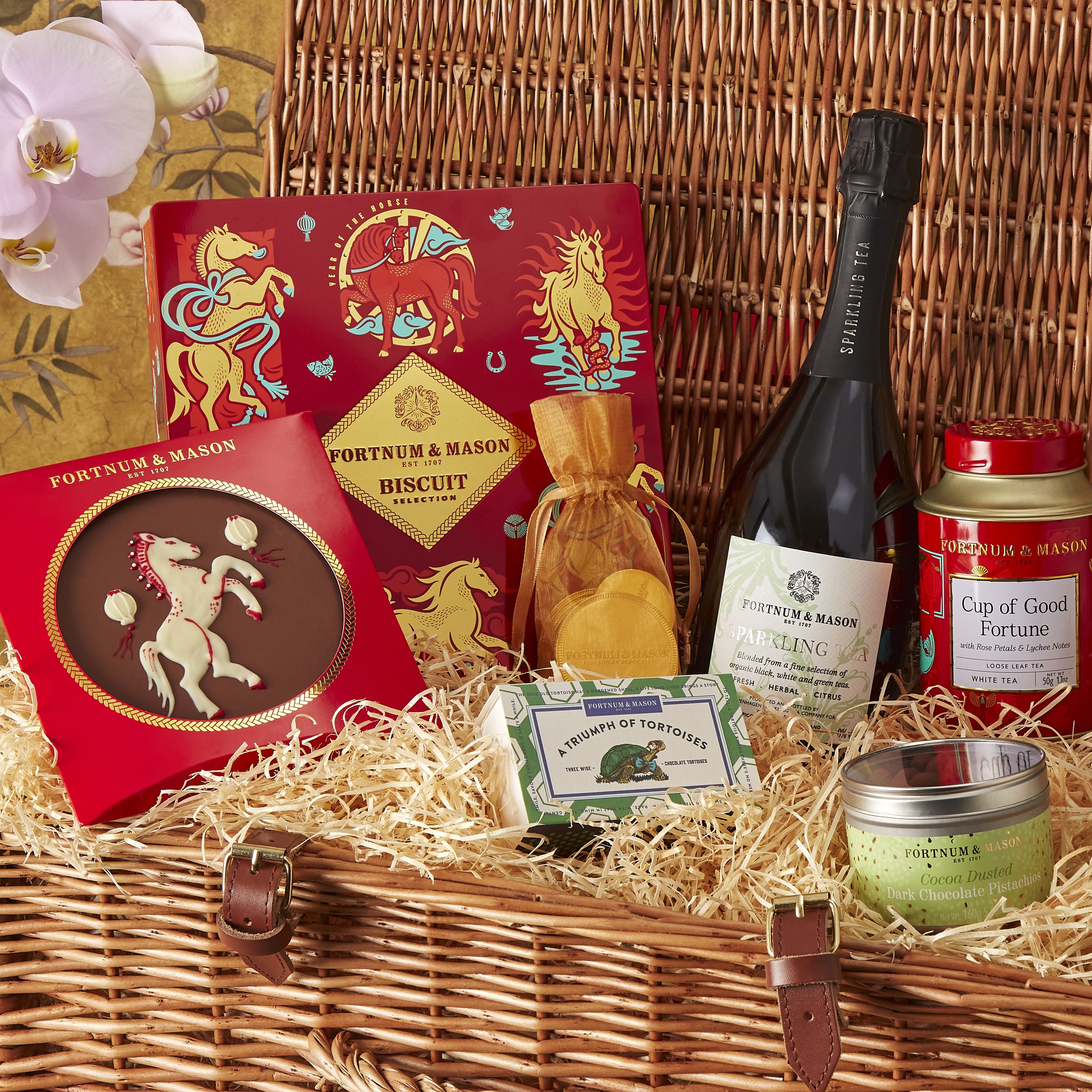 Fortnum's Lunar New Year hamper with biscuits tea and chocolates, UK version
