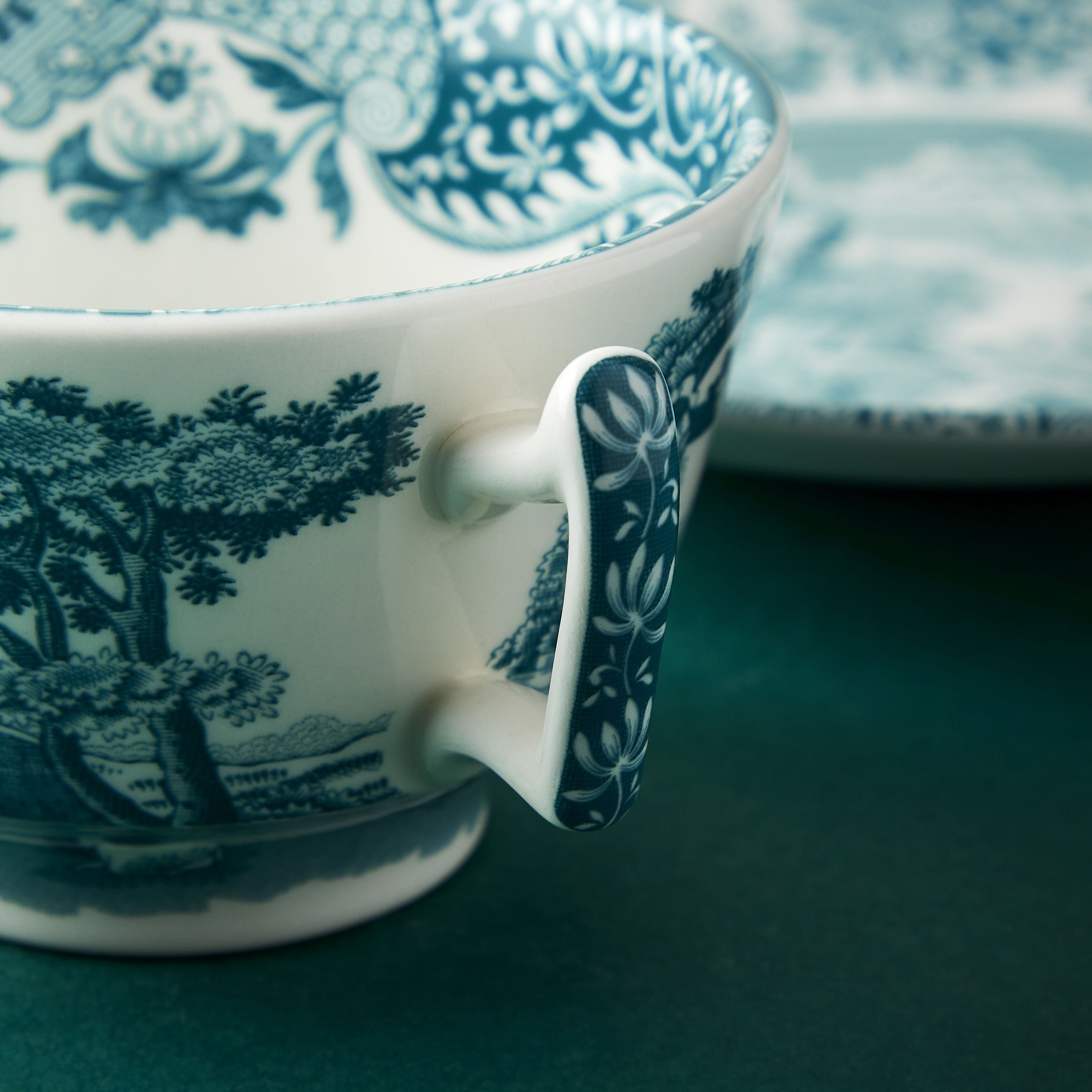 Spode Green Italian teacup and saucer, imported from the UK