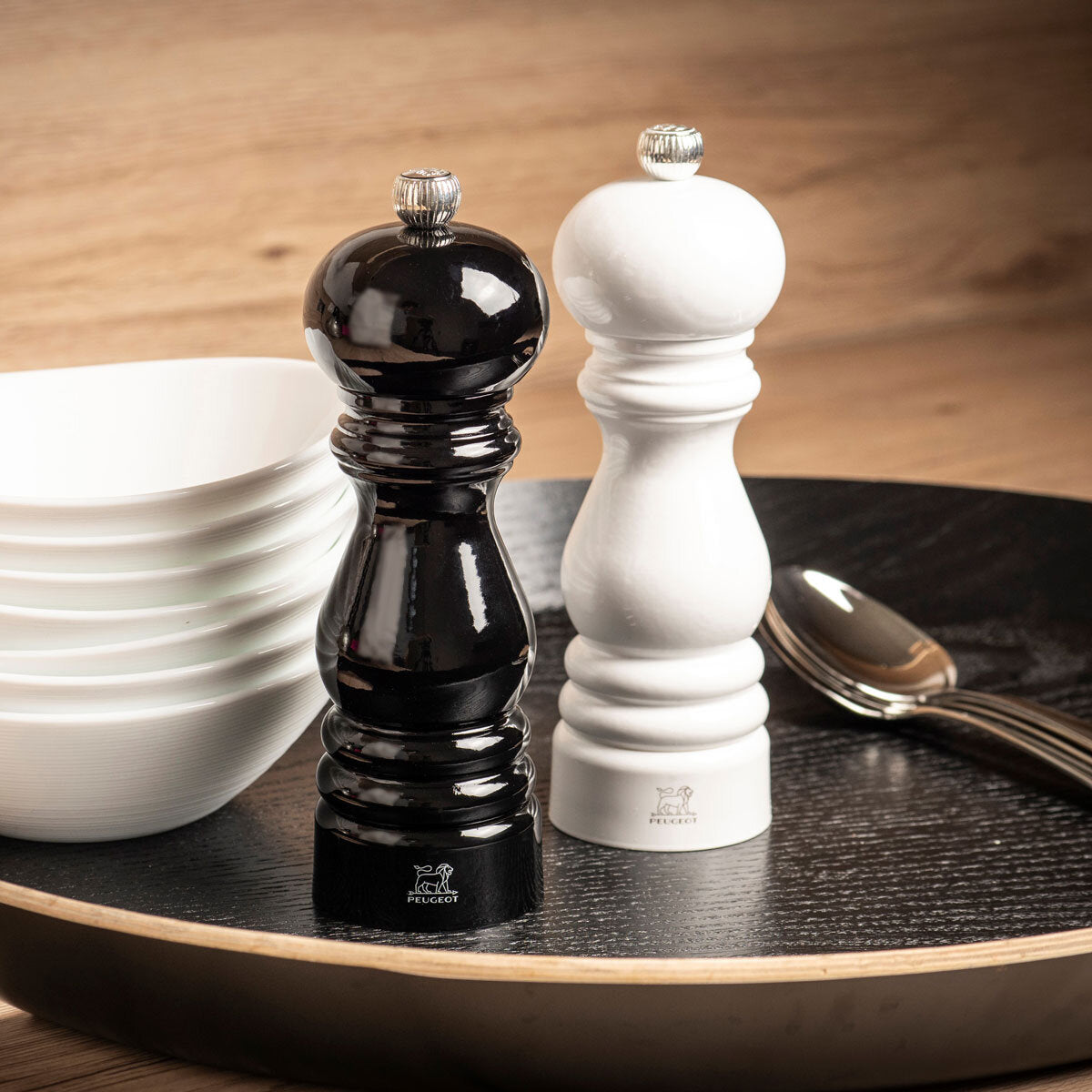 Peugeot salt pepper mill set 18cm black white - British product