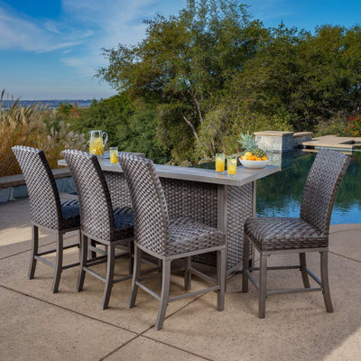 SunVilla Taylor 5-teiliges High-Dining-Wicker-Bar-Set + Abdeckung