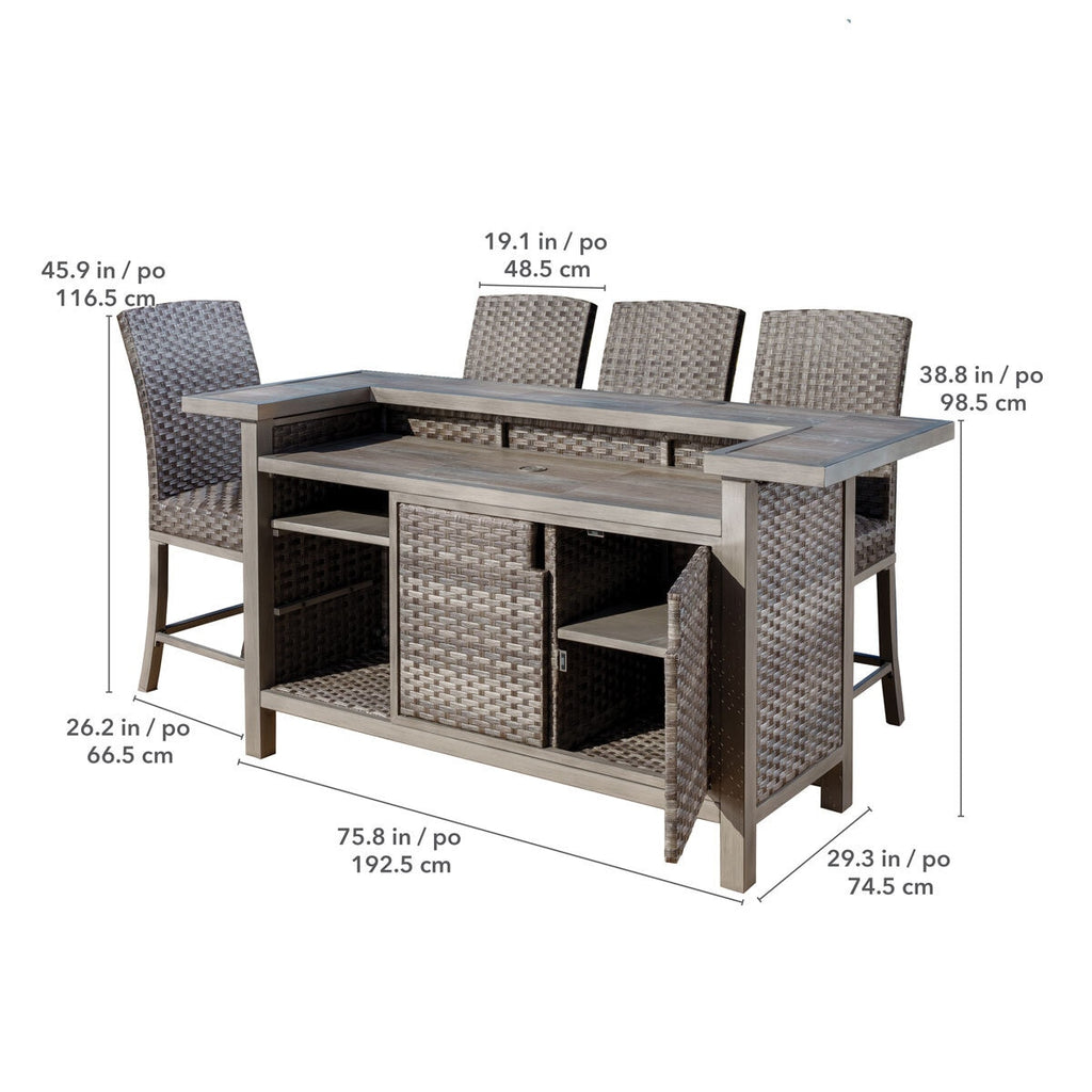 SunVilla Taylor 5 Piece High Dining Wicker Bar Set + Cover