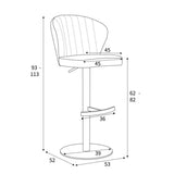 Shankar Sigma mink brushed velvet gas lift bar stool, UK version