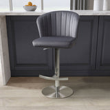 Shankar Sigma grey brushed velvet bar stool, UK version