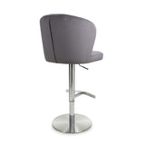 Shankar Sigma grey brushed velvet bar stool, UK version