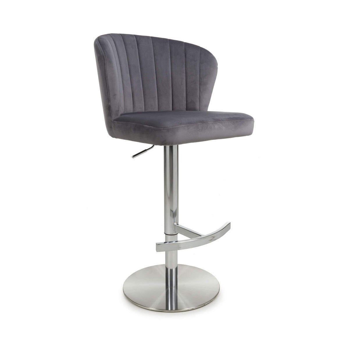 Shankar Sigma grey brushed velvet bar stool, UK version