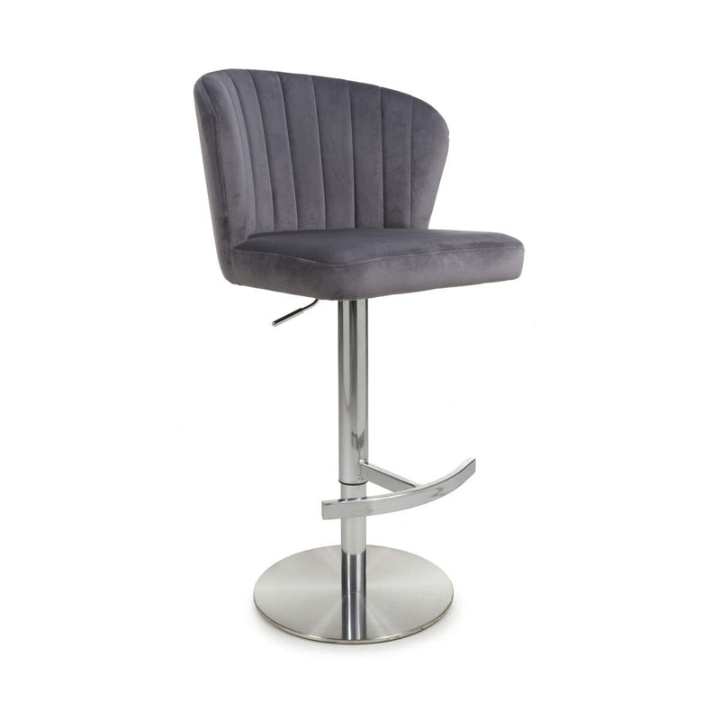 Shankar Sigma grey brushed velvet bar stool, UK version