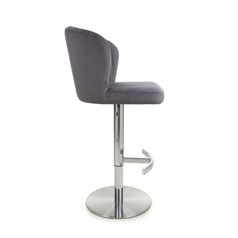 Shankar Sigma grey brushed velvet bar stool, UK version
