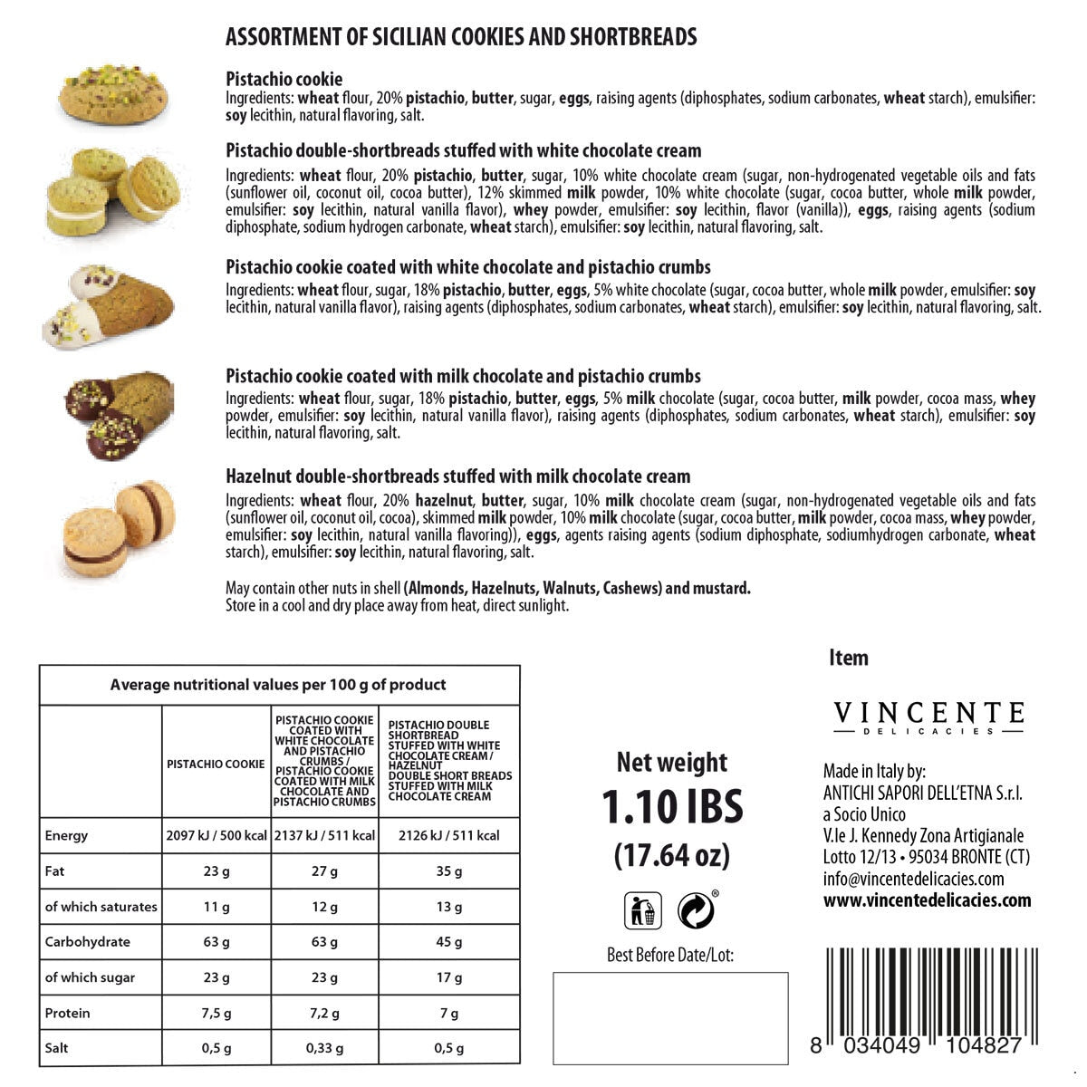 Vincente Delicacies Pistachio Cookies, 500g GOODS Costco UK