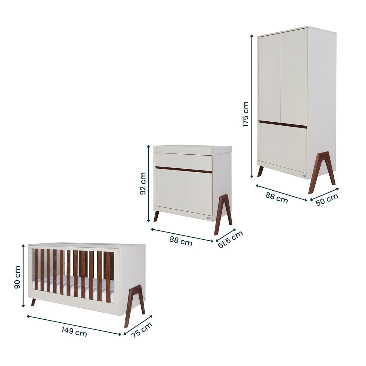 Tutti Bambini Fuori 4 Piece Nursery Set, Sand & Walnut Finish GOODS Costco UK