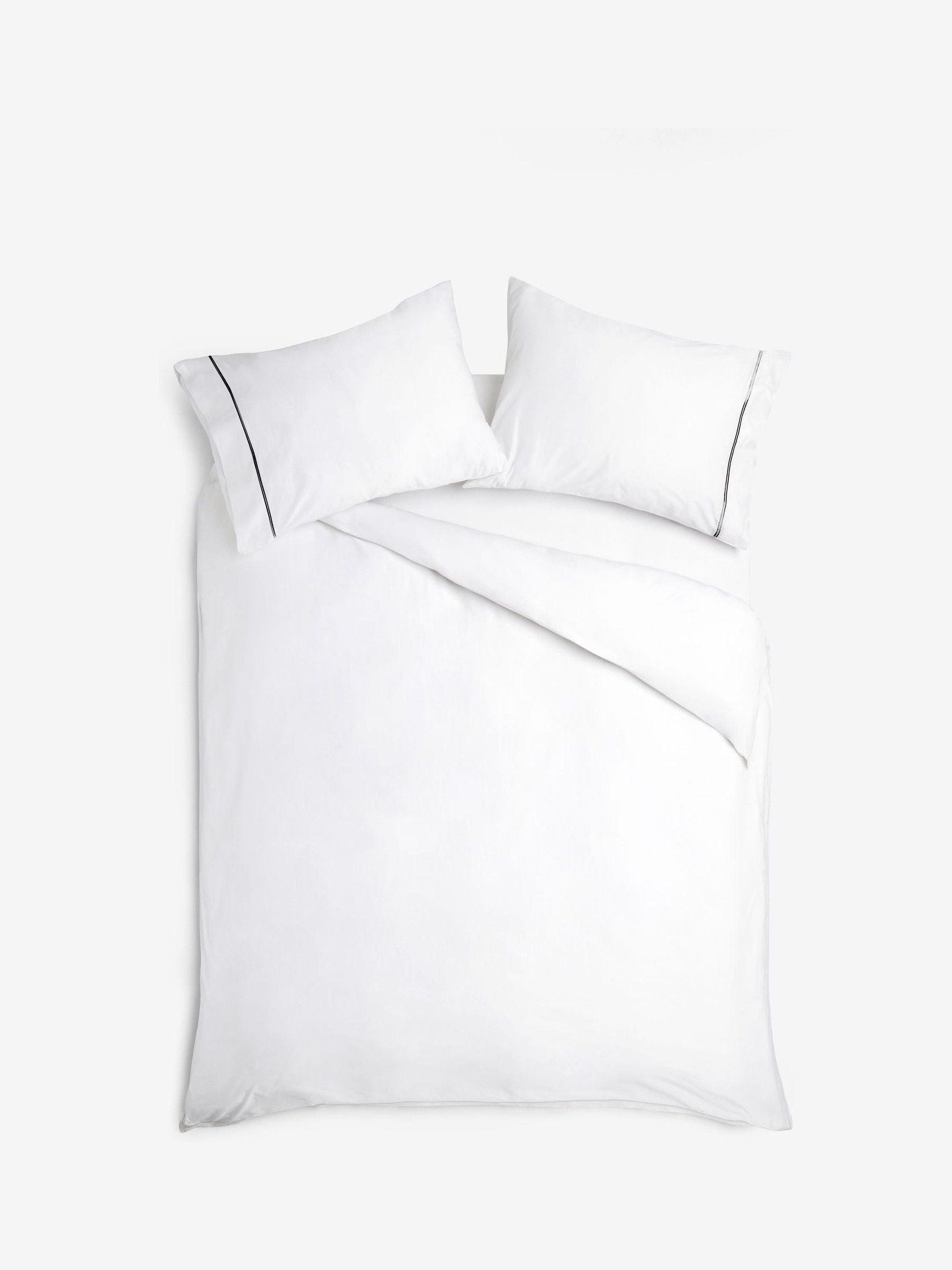 White/Black Collection Luxe 600 Thread Count 100% Cotton Sateen Luxury Duvet Cover And Pillowcase Set
