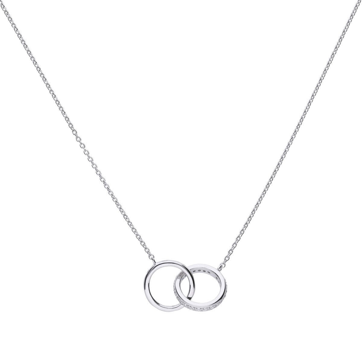 DiamonFire cubic zirconia interlocking rings necklace, imported from the UK