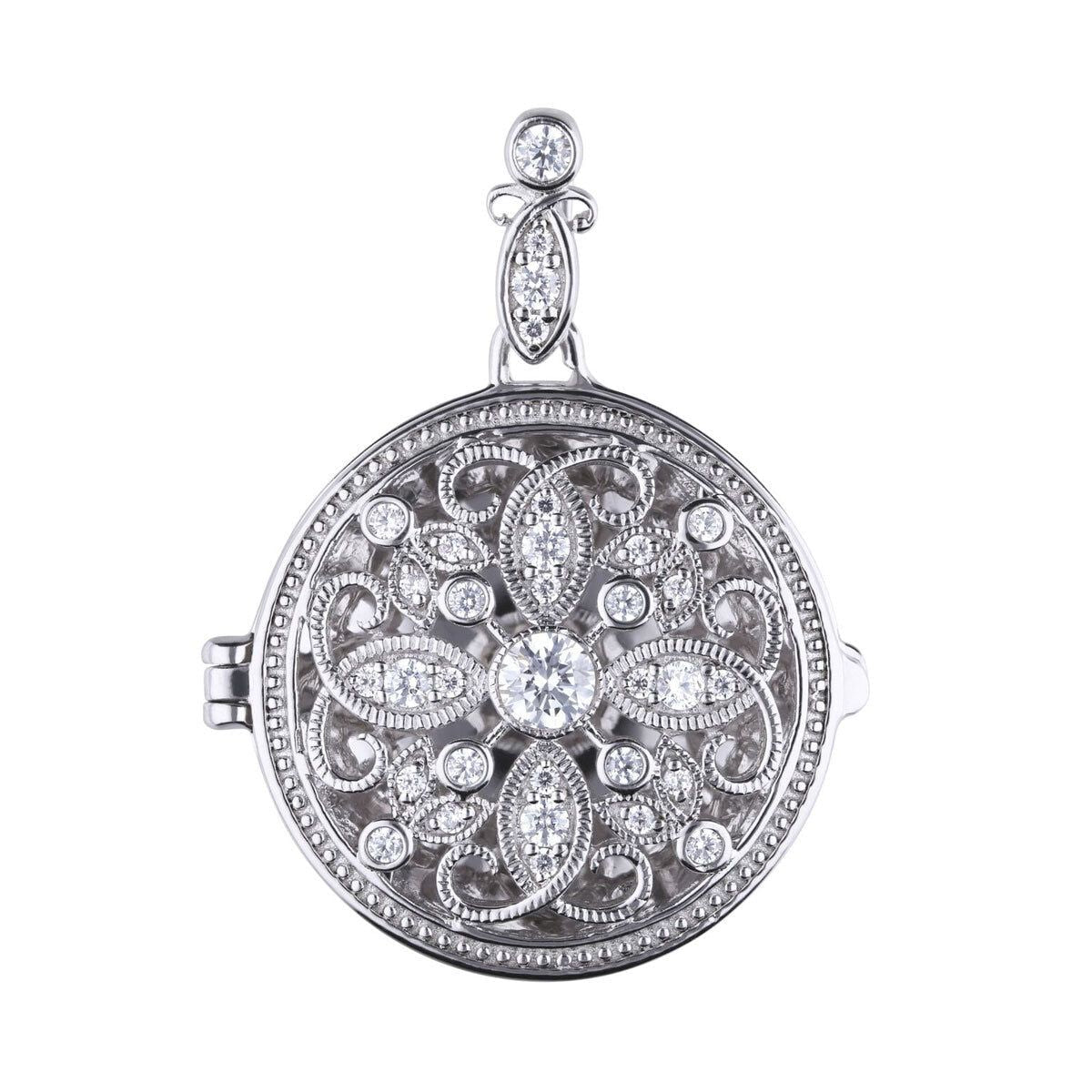 DiamonFire Sterling Silver Round Medallion Filigree Locket GOODS Costco UK