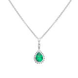 Diamonfire sterling silver green cubic zirconia teardrop necklace - British product