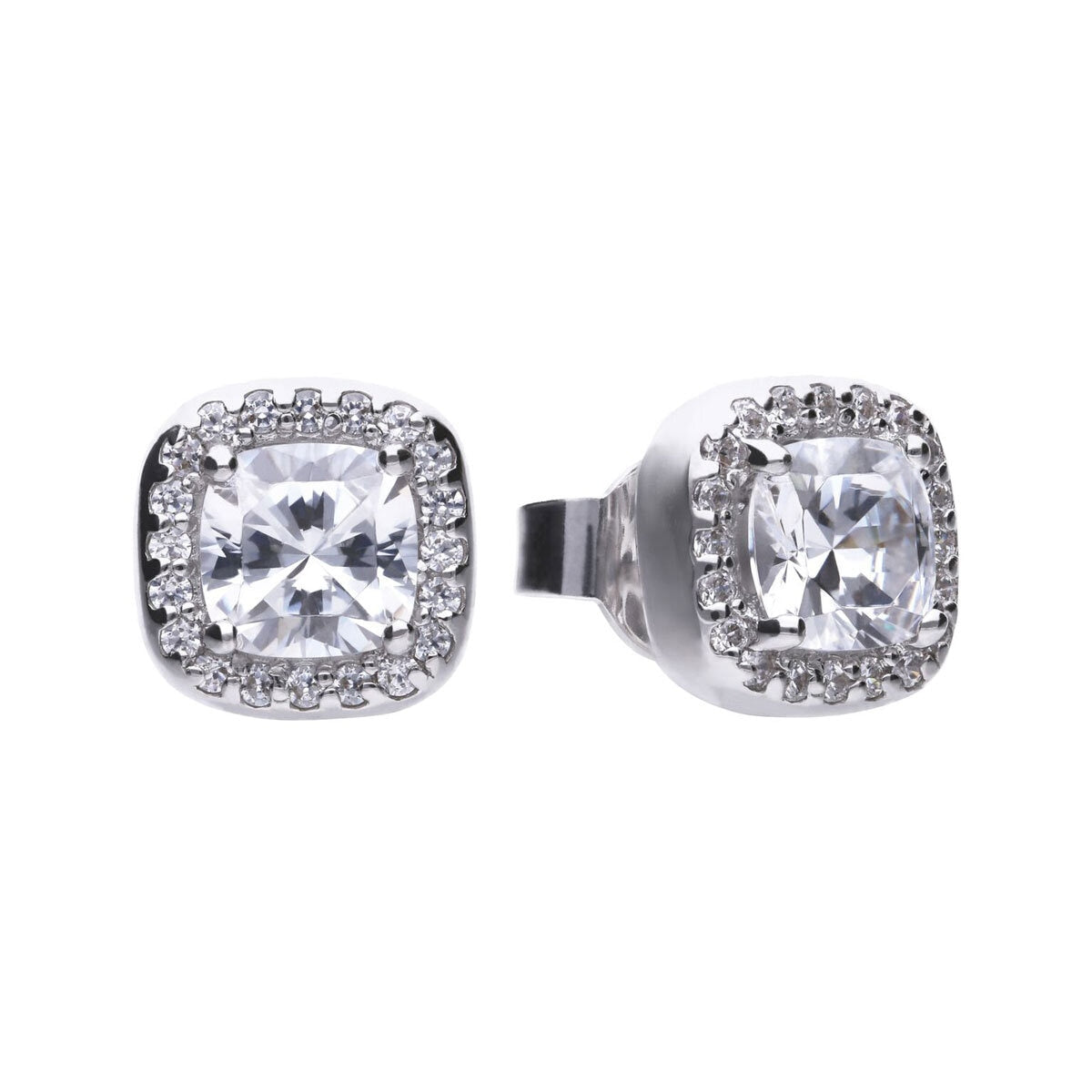 Diamonfire cubic zirconia square pave stud earrings 1.57ct - British product