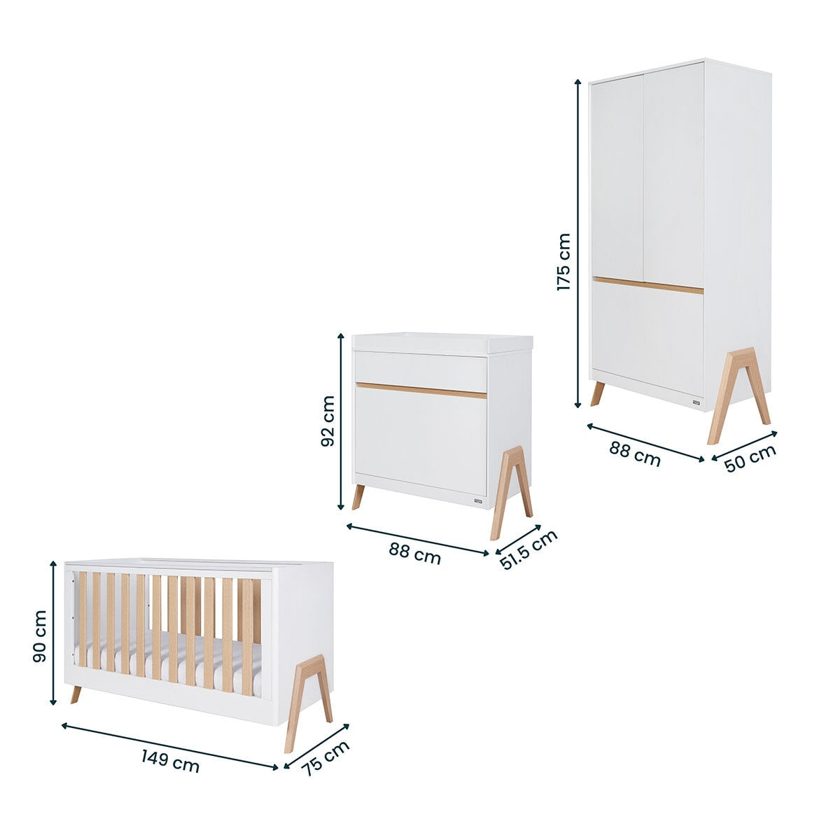 Tutti Bambini Fuori 4 Piece Nursery Set, White & Light Oak Finish GOODS Costco UK