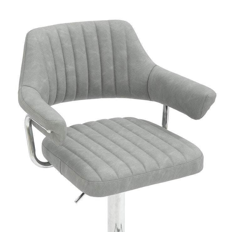 Shankar Cortez bar stool light grey faux leather 2 pack (British brand)
