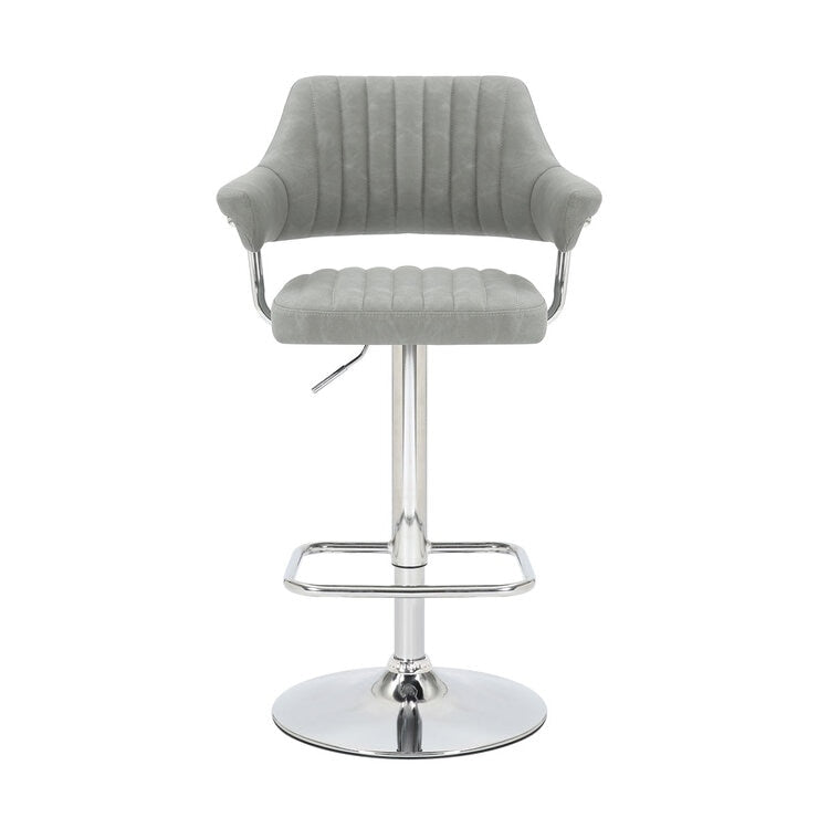 Shankar Cortez bar stool light grey faux leather 2 pack (British brand)
