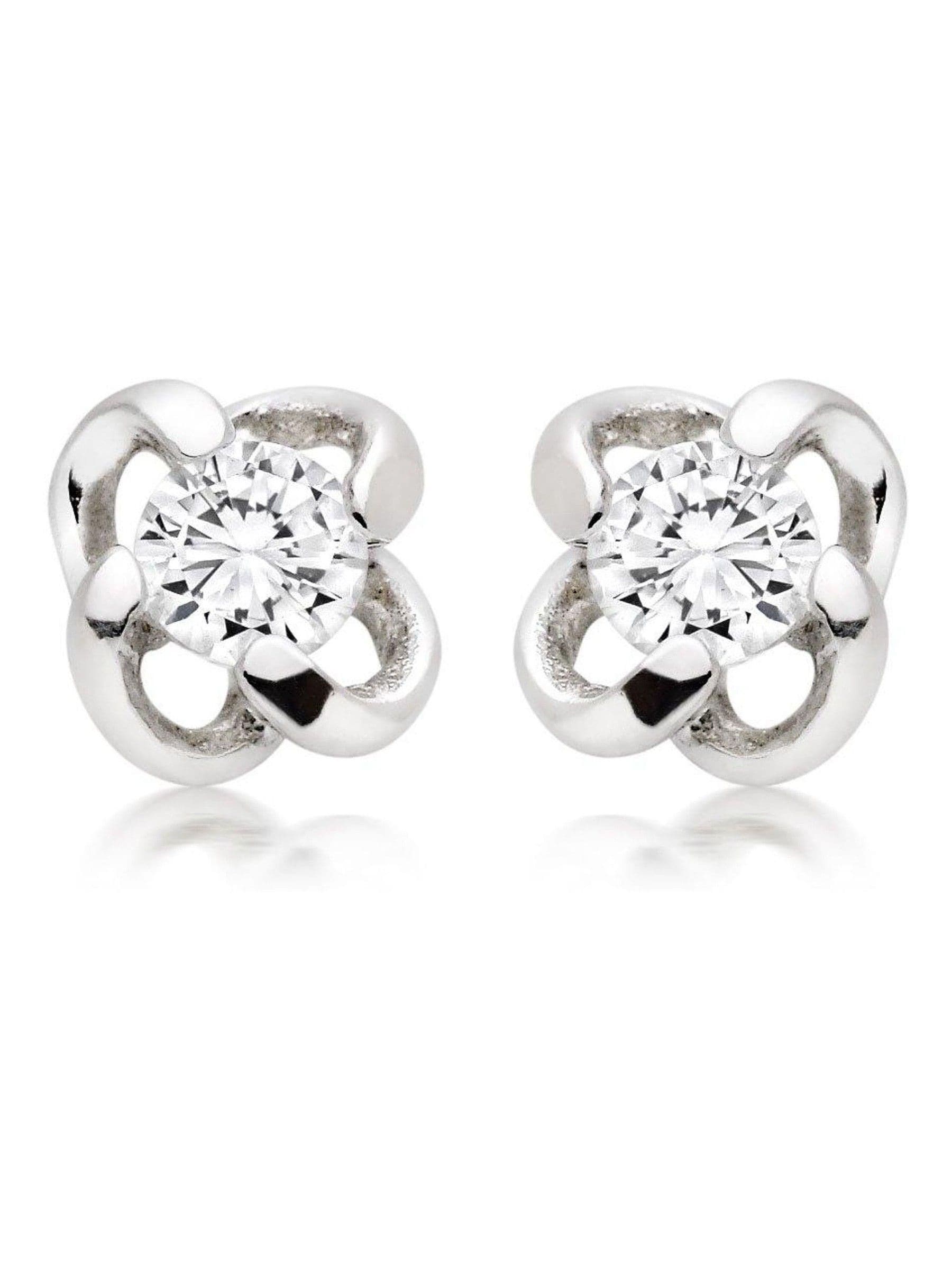 Sterling silver cubic zirconia twist stud earrings 5mm (British brand)