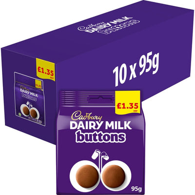 أزرار Cadbury Dairy Milk Buttons PMP 135 10 × 95 جم من Costco UK - اشترِ عبر الإنترنت من McGrocer