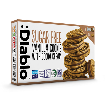 Holland & Barrett Diablo Sugar Free Vanilla Sandwich Cookie with Cocoa Cream 176g- Buy online at McGrocer