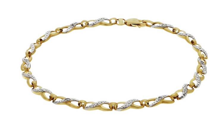 Revere 9ct gold diamond twist bracelet, imported from the UK
