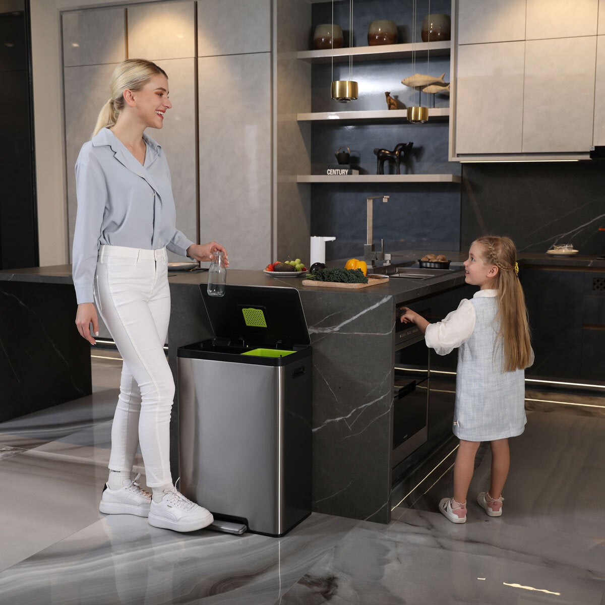 EKO Ecocasa II recycling bin 40L stainless steel, UK version