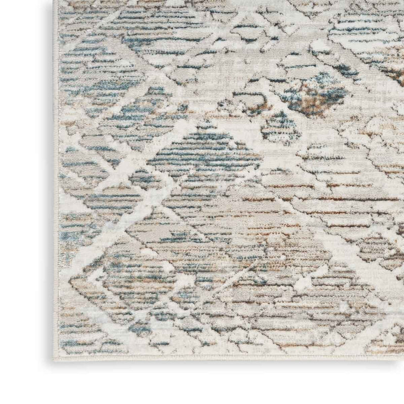 Nourison Glitz Grey Abstract Runner rug 69 x 229 cm, UK version