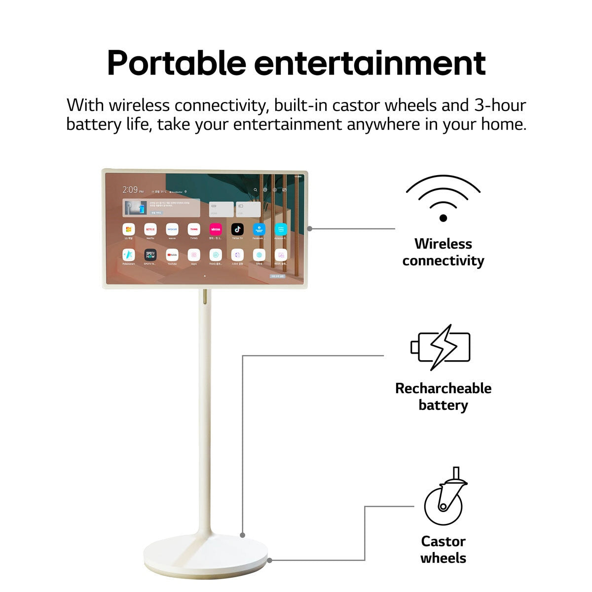 LG 27ART10AKPL.AEKW, StanbyME 27&quot; Full HD LED Wireless Screen on Stand