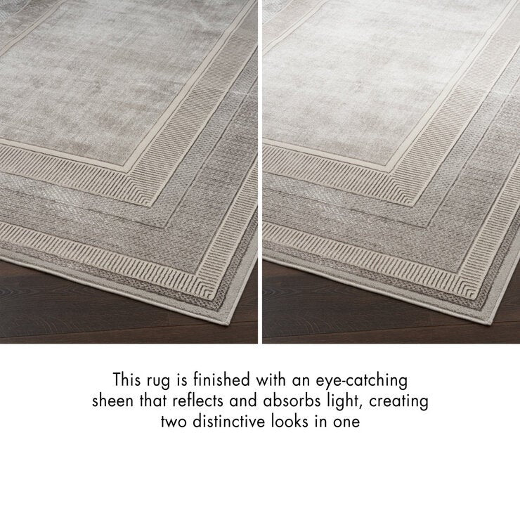Nourison silver border area rug 239x300cm, imported from the UK