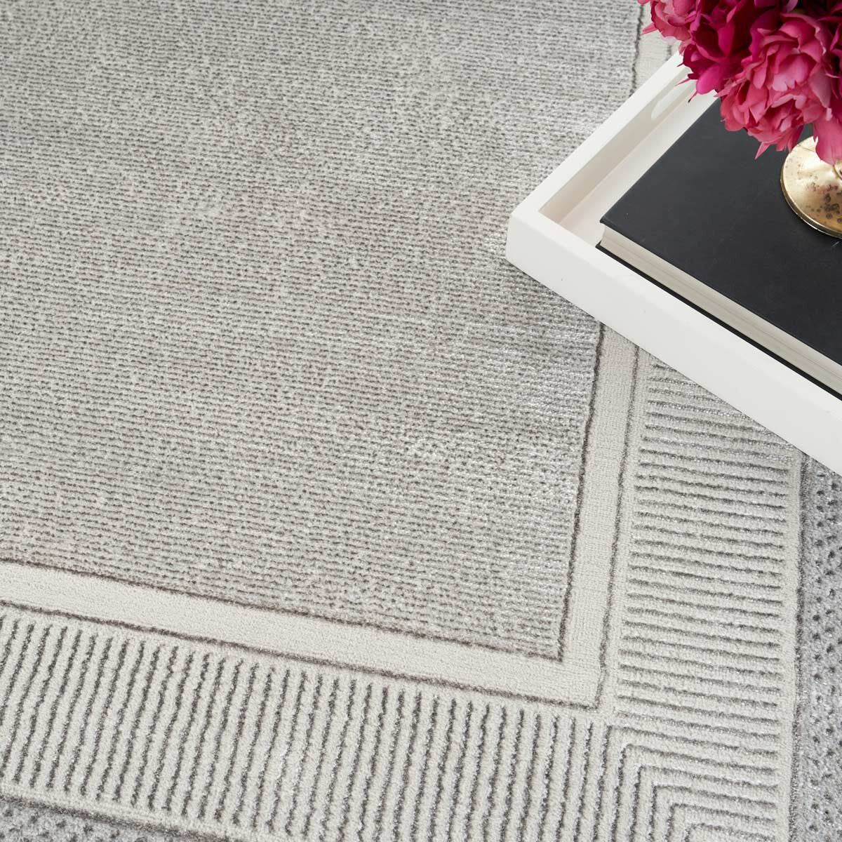 Glitz Silver Border Rug in 3 Sizes GOODS Costco UK