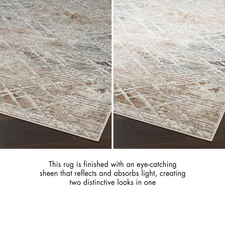 Nourison Grey Abstract Area Rug 160x220 cm, imported from the UK