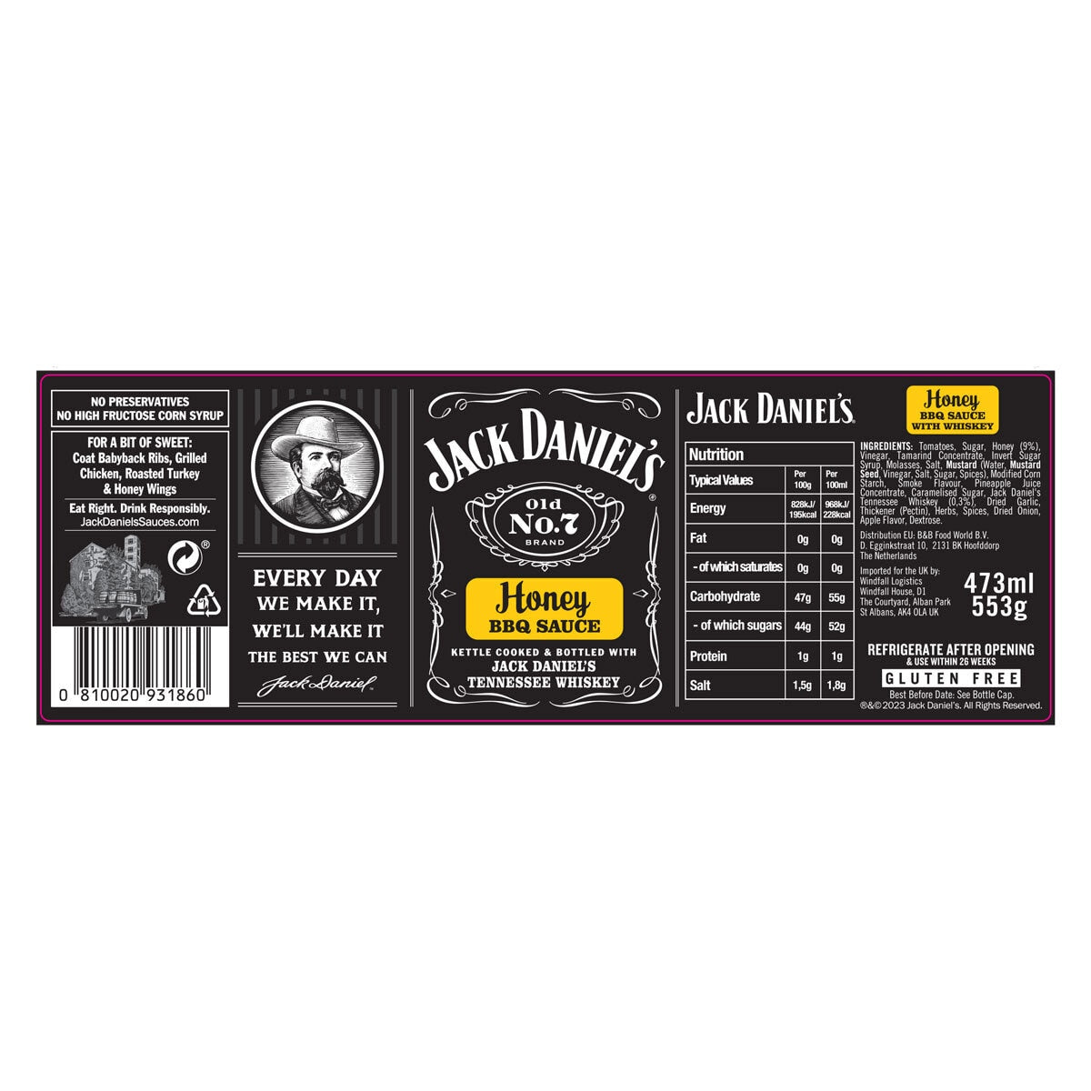 Jack Daniel's BBQ sauce variety pack 3 x 553g, UK version
