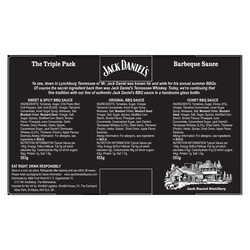 Jack Daniel's BBQ sauce variety pack 3 x 553g, UK version