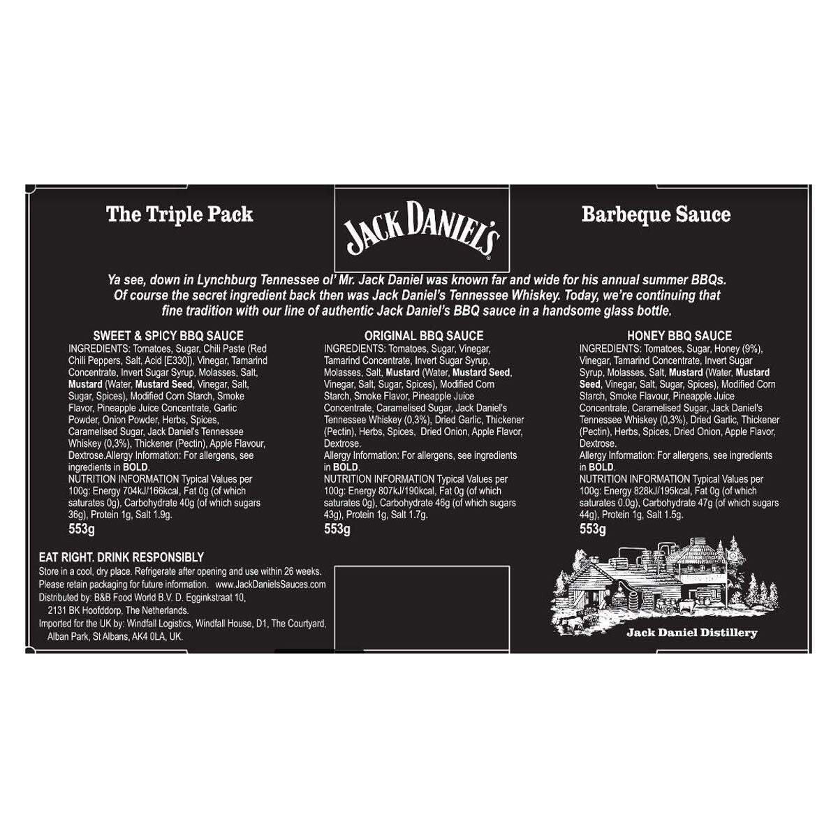 Jack Daniel's BBQ sauce variety pack 3 x 553g, UK version