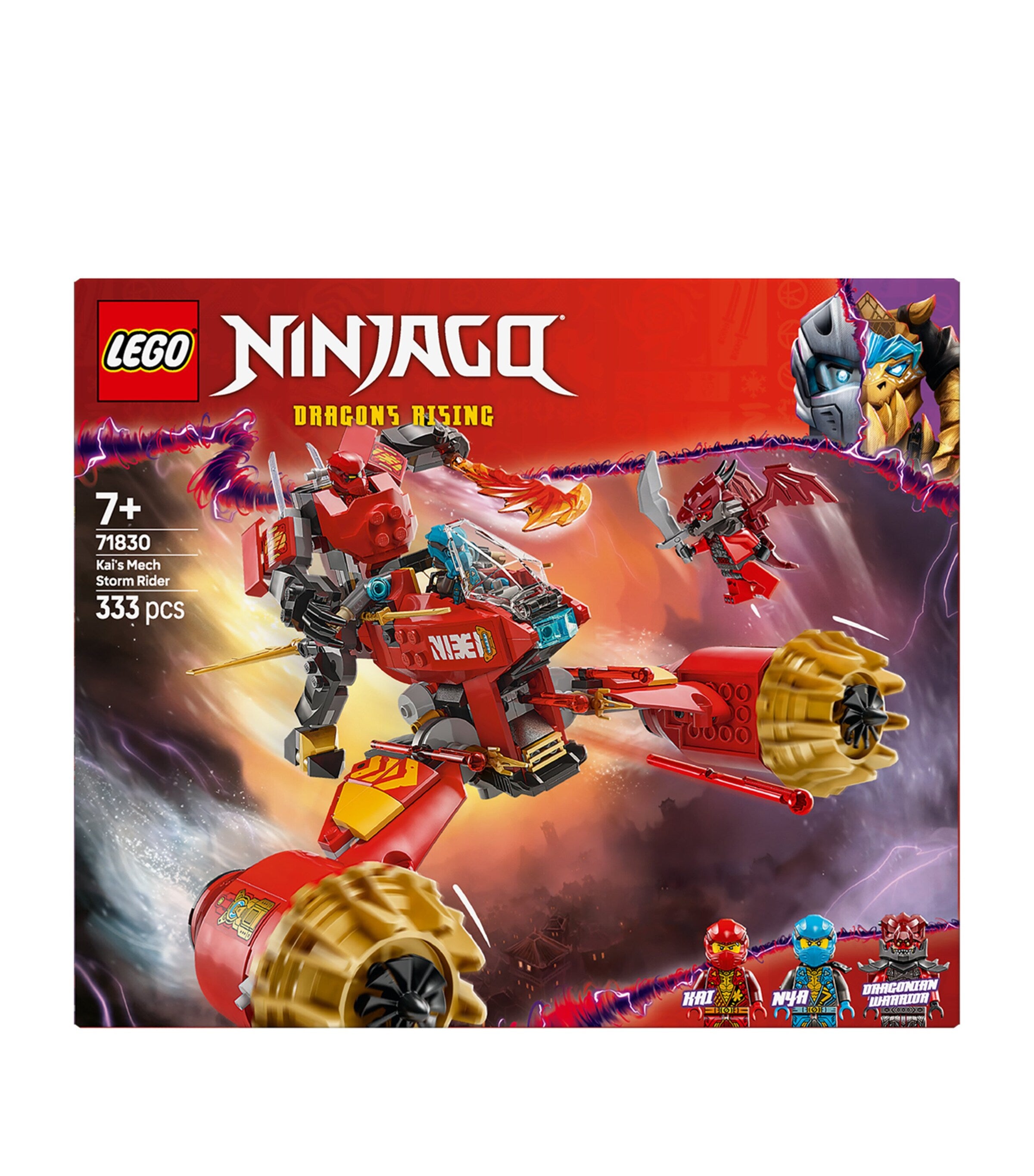 Lego NINJAGO Kai's Mech Storm Rider building set with Kai and Nya figurines, UK version