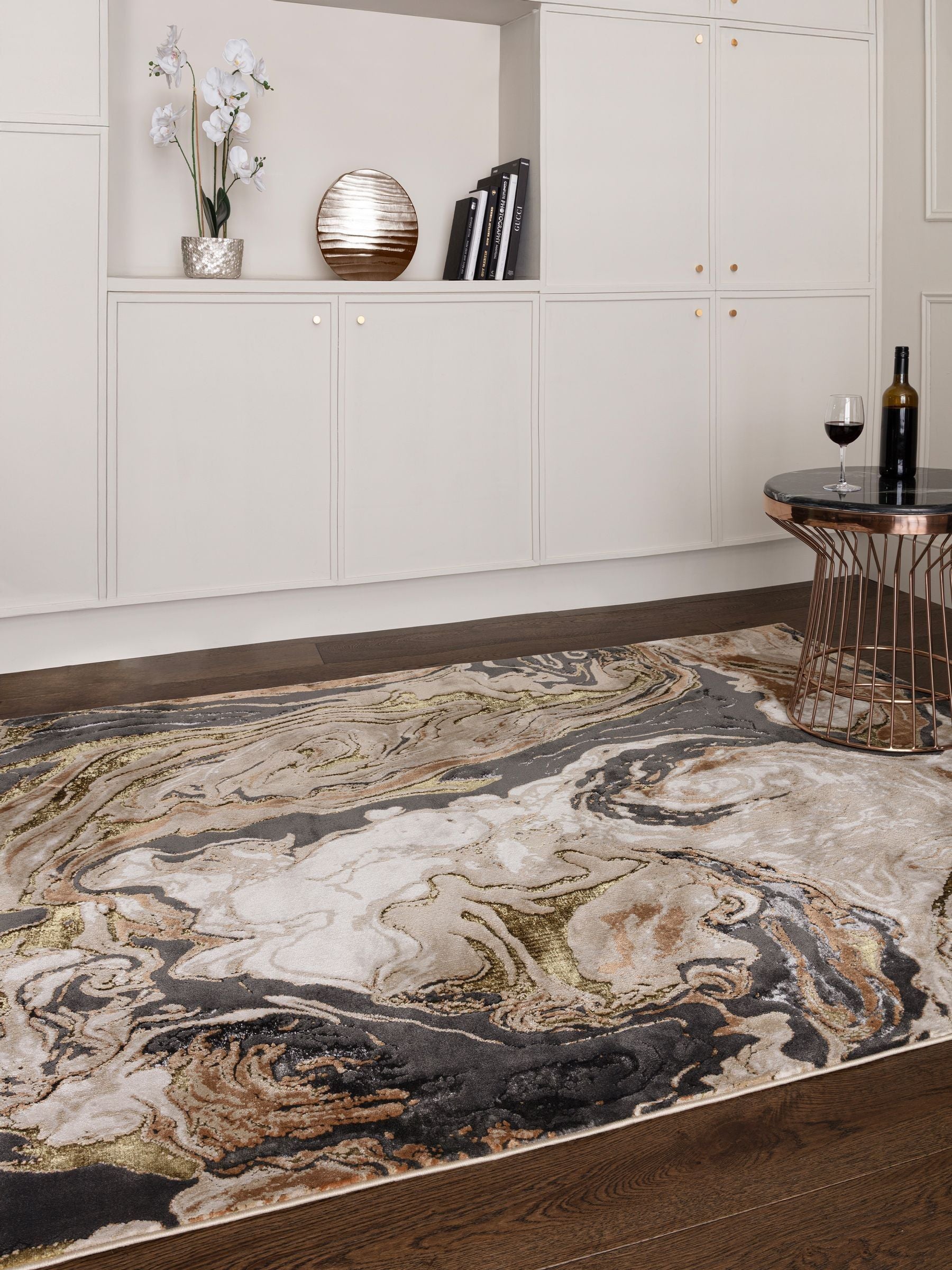 Asiatic Rugs Gold Aurora high shine rug (British brand)