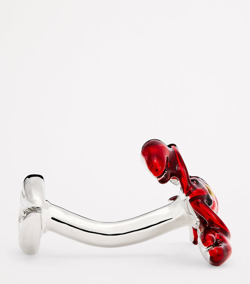 Babette Wasserman rhodium-plated enamel lobster cufflinks (British brand)
